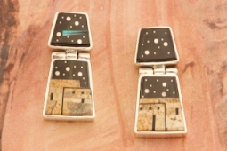 Calvin Begay Starry Night in the Pueblo Sterling Silver Post Earrings